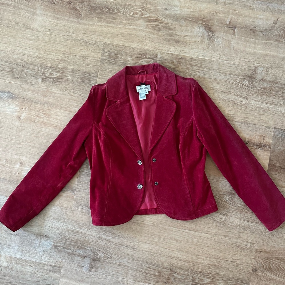 Vintage Women's Red suede/leather Blazer